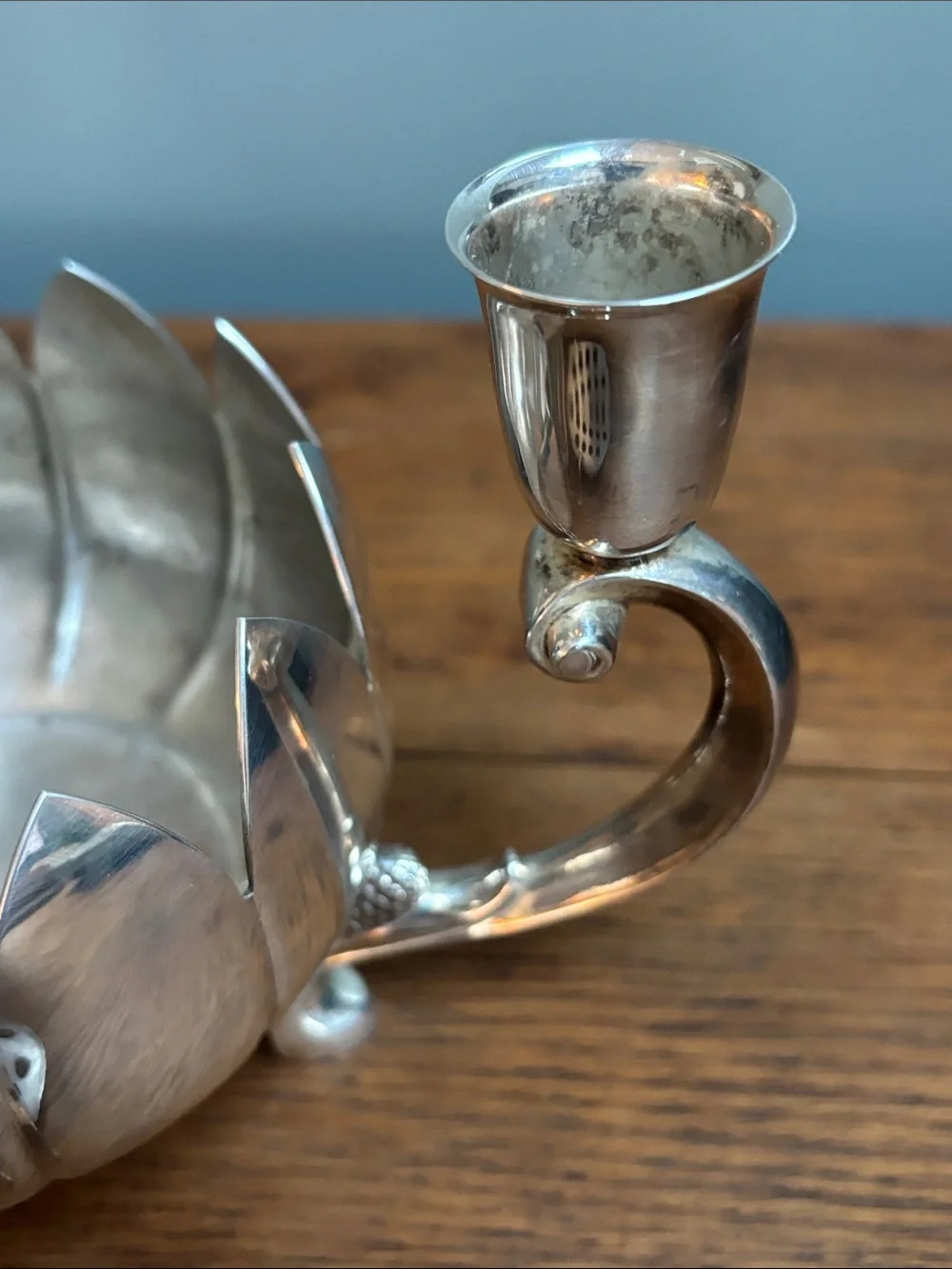 VTG Reed & Barton Silver Plated Lotus 3-Arm Candle & Flower Frog Centerpiece